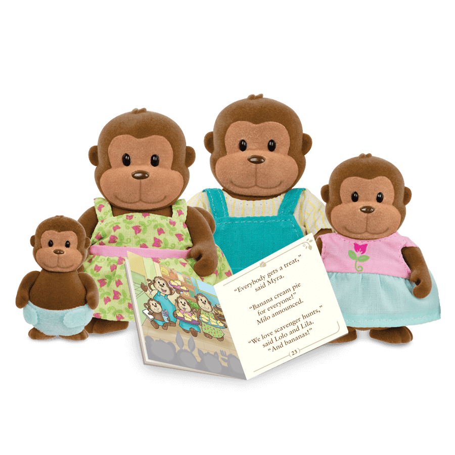 O'Funnigan Monkey Family | Small Animal Figurines | Li'l Woodzeez O'Funnigan Monkey Family | Small Animal Figurines | Li'l Woodzeez