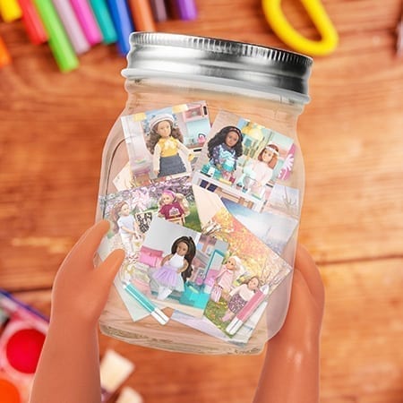 Doll holding time capsule.