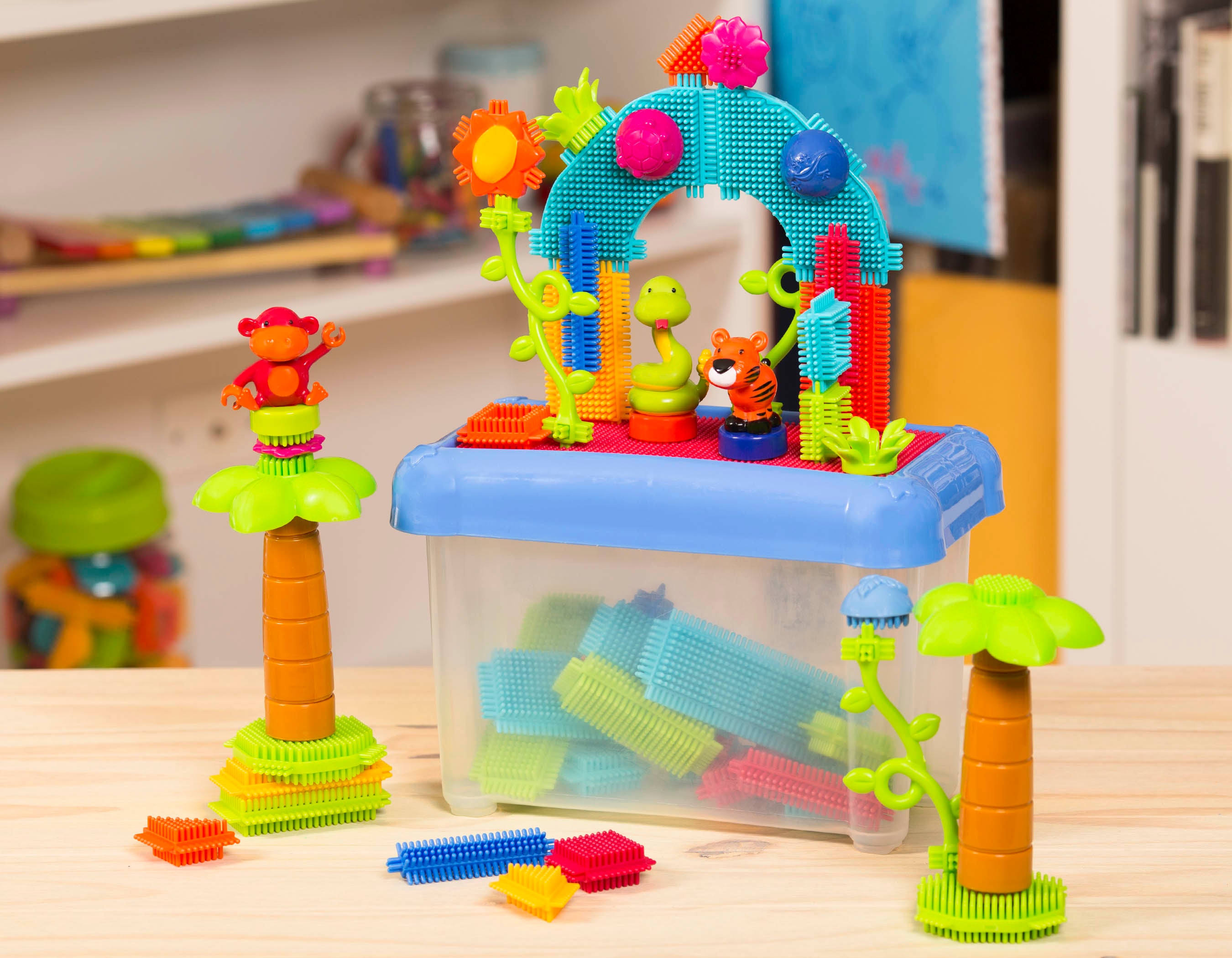 A jungle scene created from soft, sensory blocks.