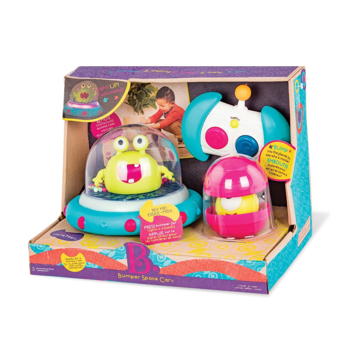 Space-themed remote control bumper car