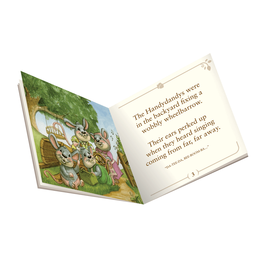 Miniature mouse figurine set with storybook