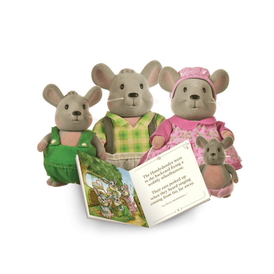 Miniature mouse figurine set with storybook