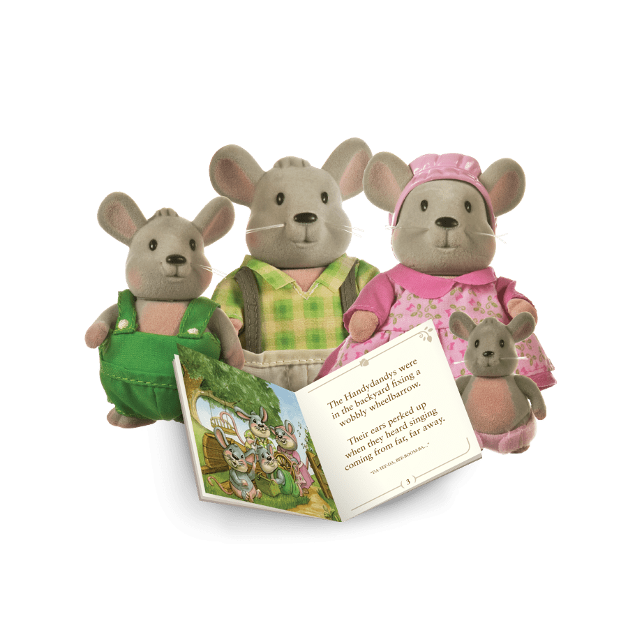 Miniature mouse figurine set with storybook