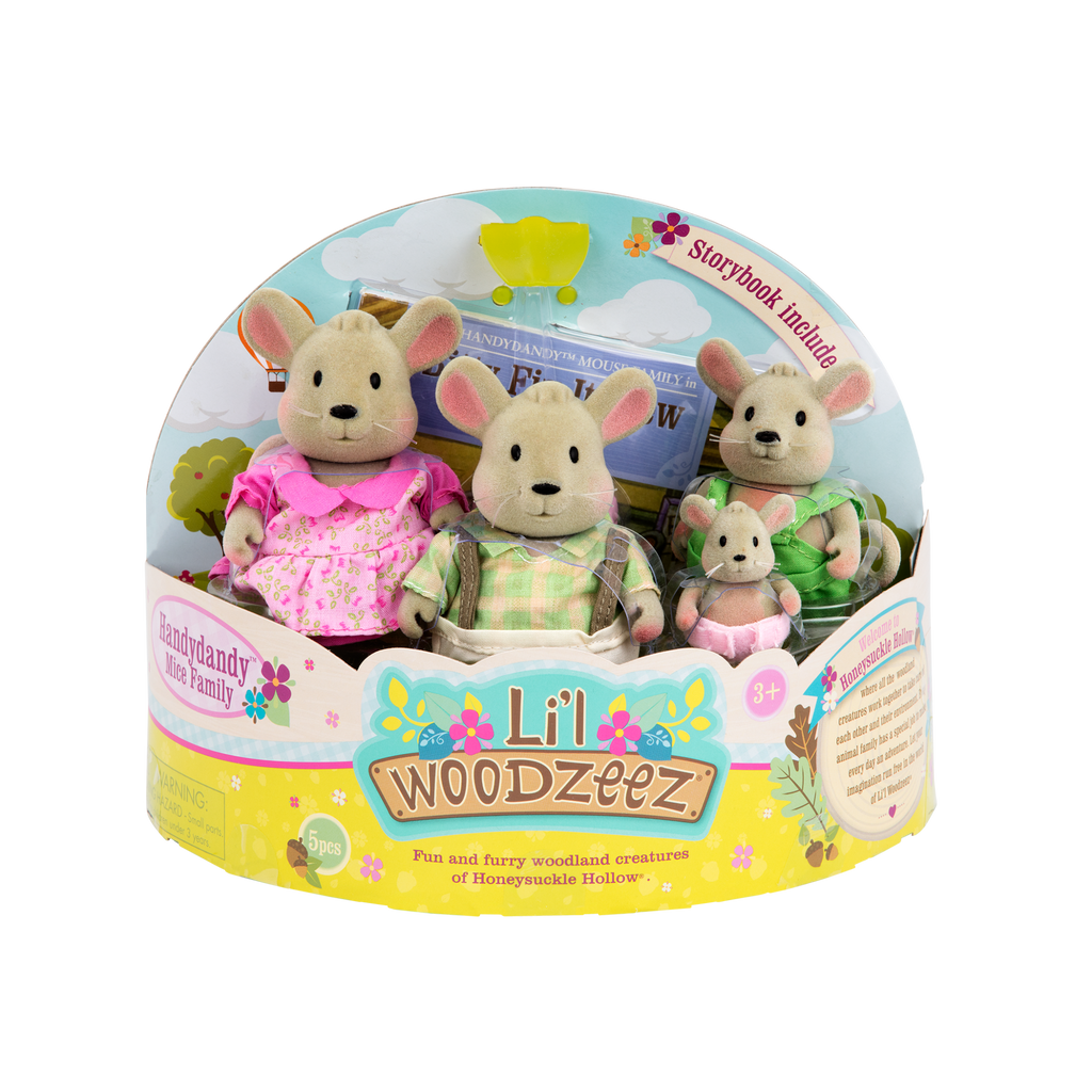 Miniature mouse figurine set with storybook