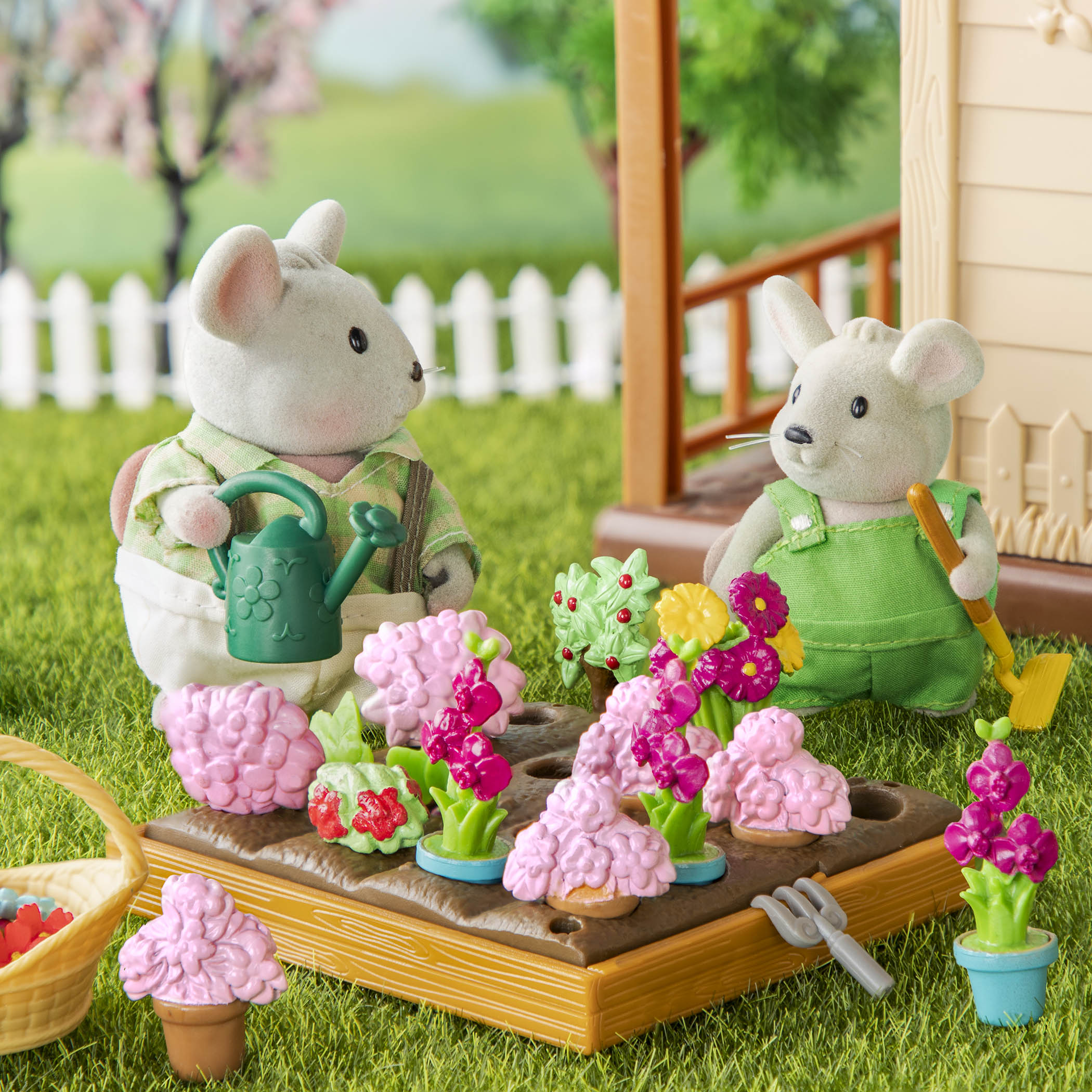 Miniature mouse figurine set with storybook