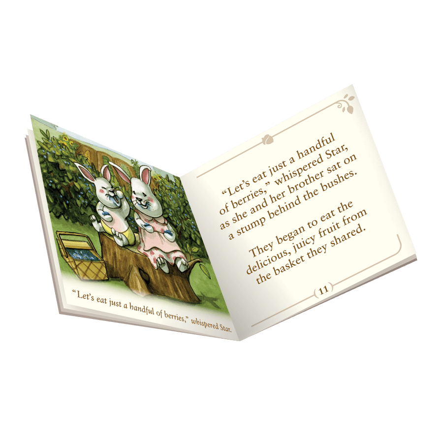 Miniature rabbit figurine set with storybook