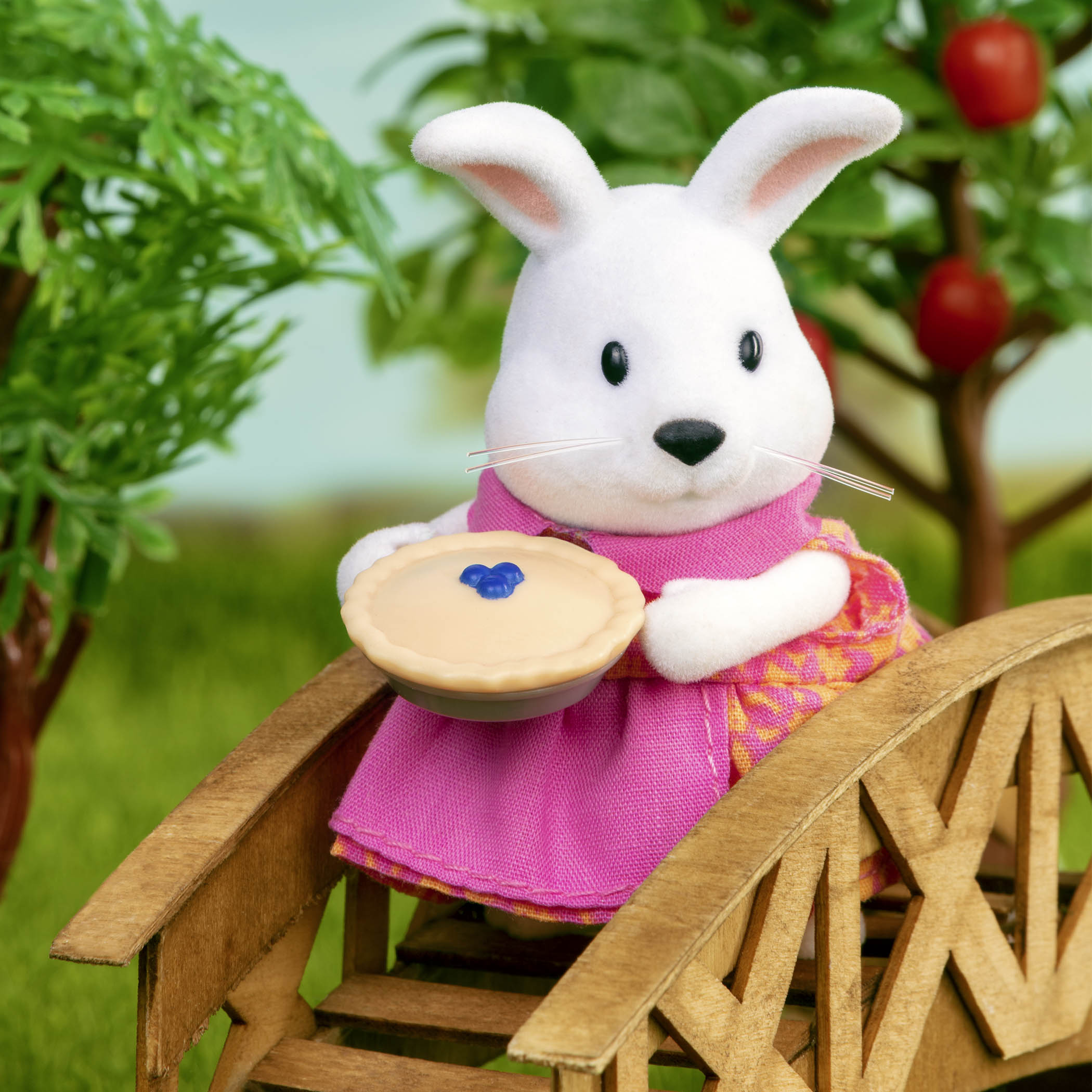 Miniature rabbit figurine set with storybook