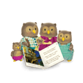 Miniature owl figurine set with storybook