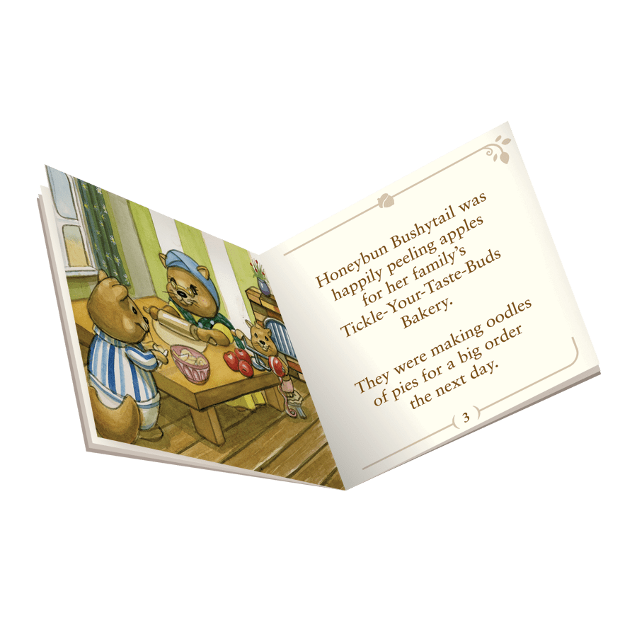 Miniature squirrel figurine set with storybook