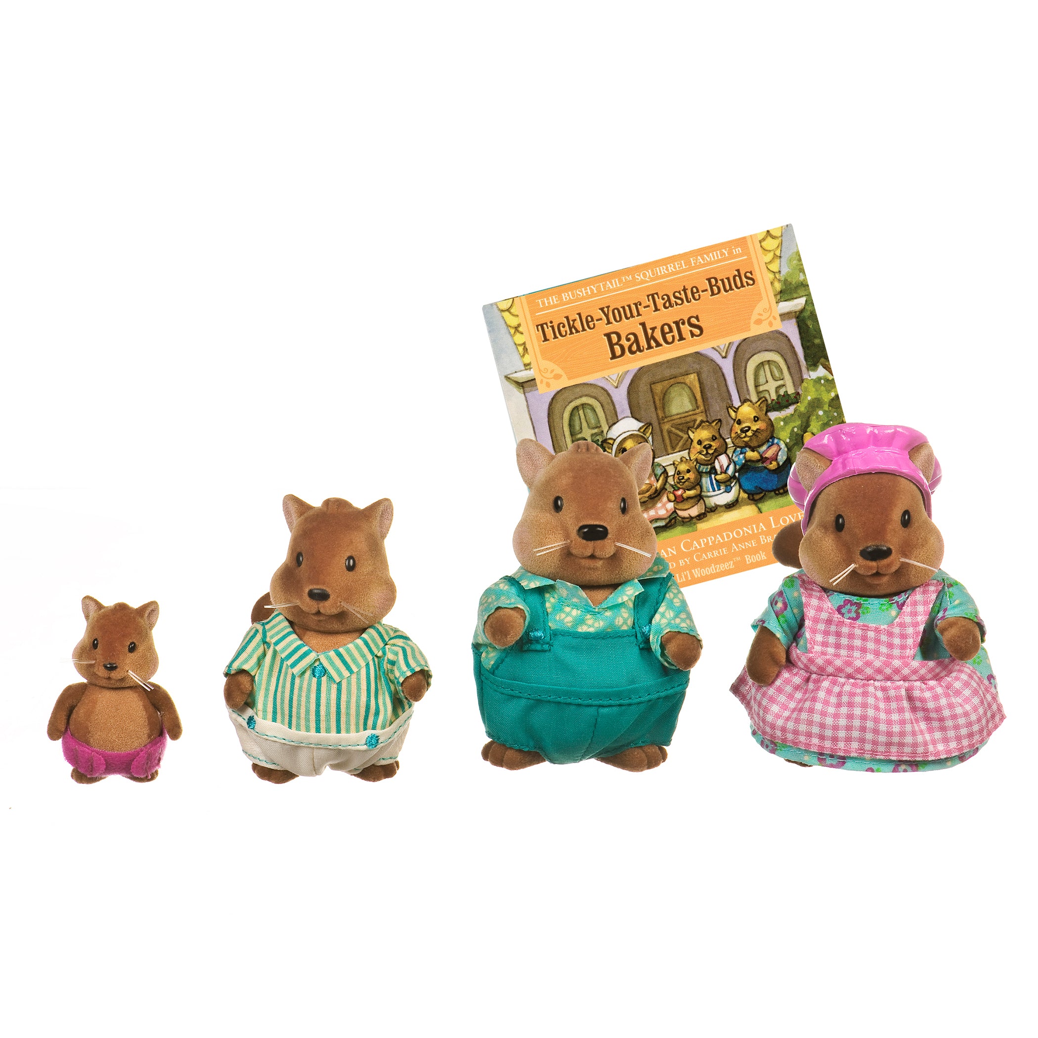 Miniature squirrel figurine set with storybook