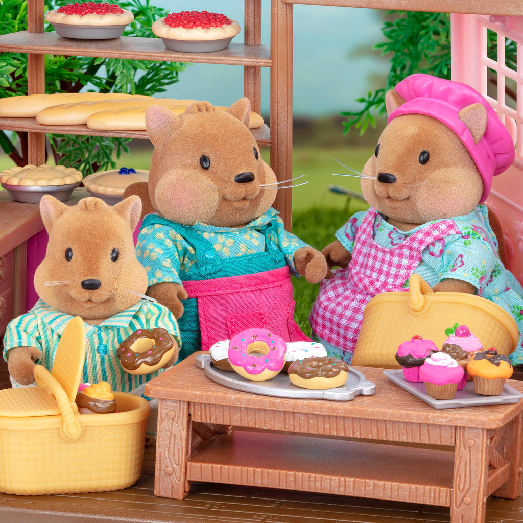 Miniature squirrel figurine set with storybook