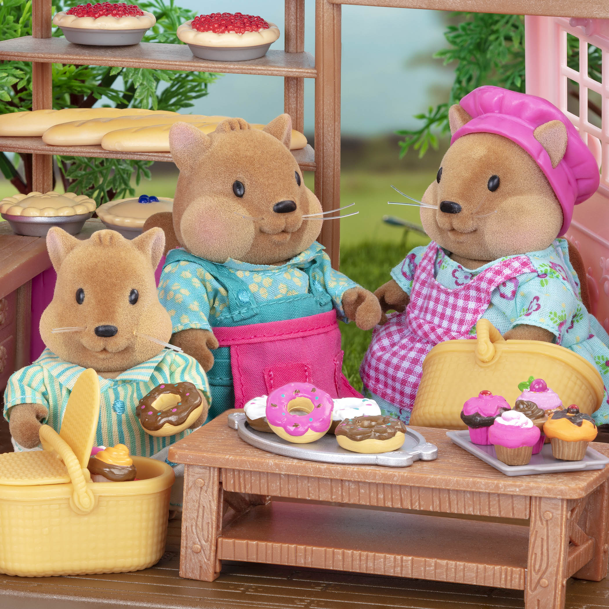 Miniature squirrel figurine set with storybook