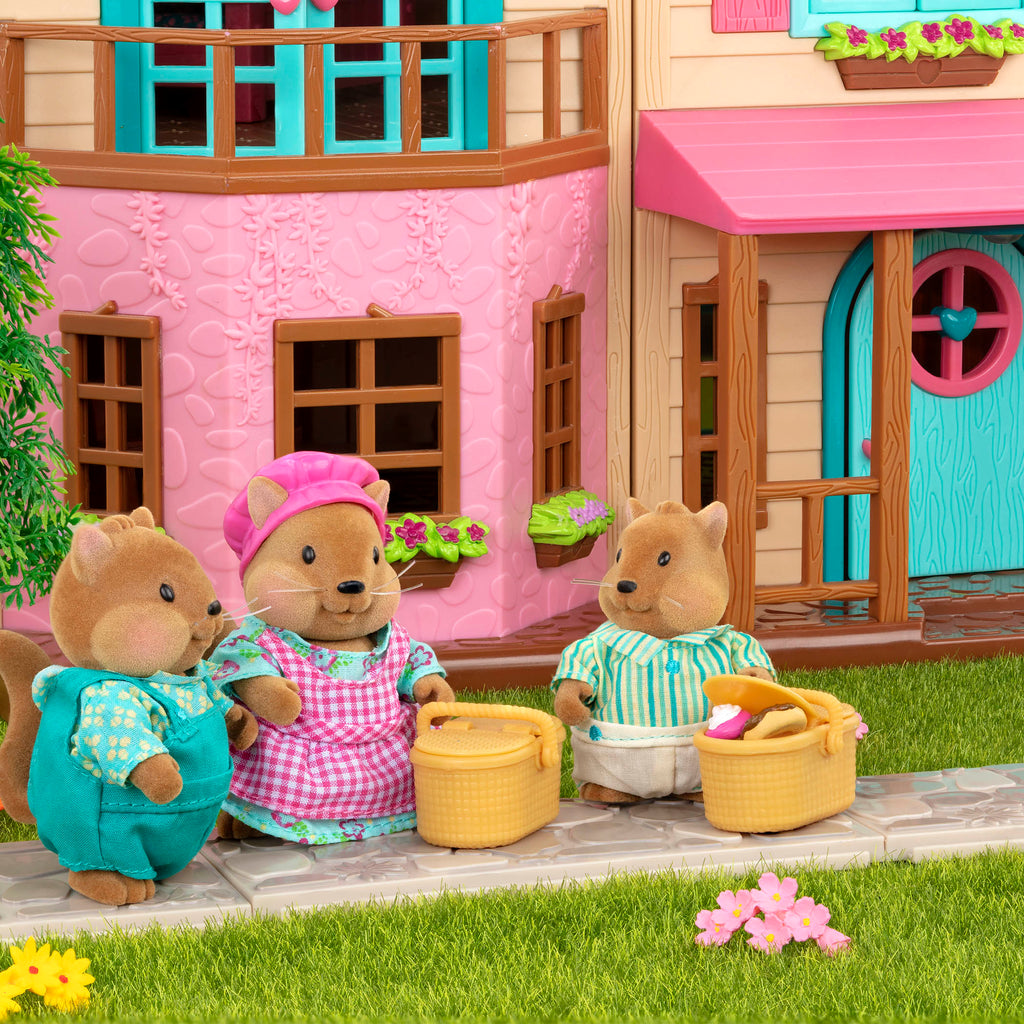 Miniature squirrel figurine set with storybook