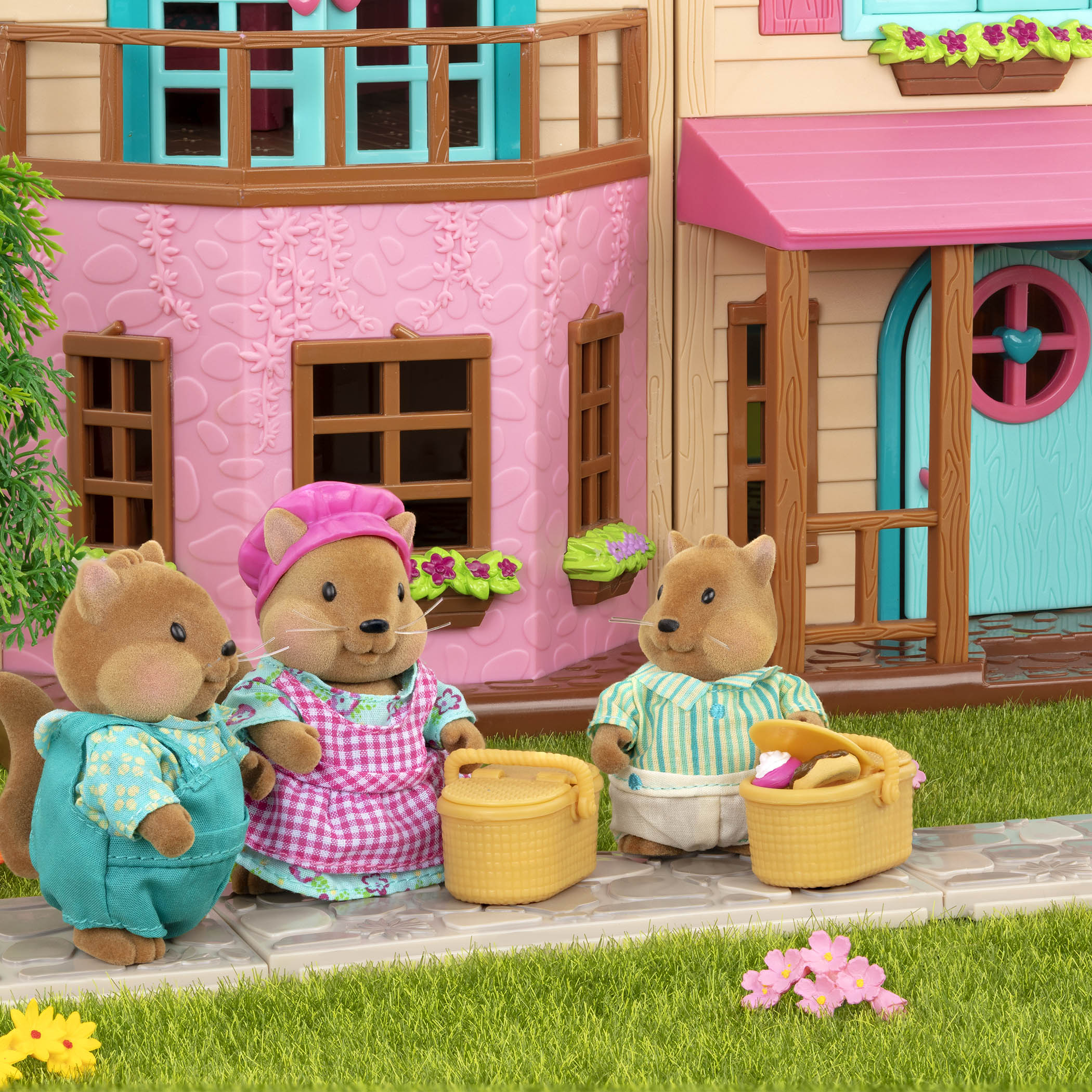 Miniature squirrel figurine set with storybook