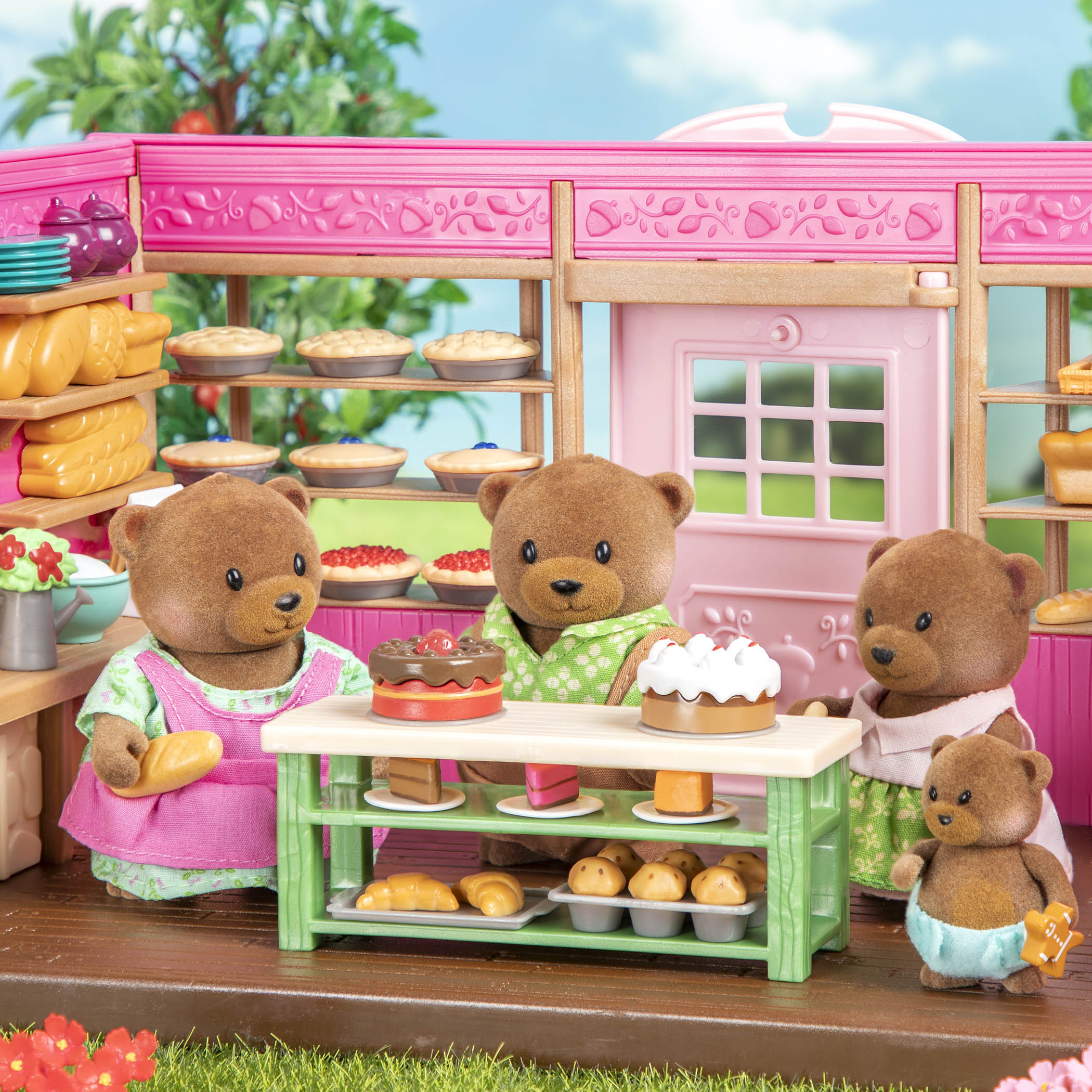 Miniature bear figurine set with storybook