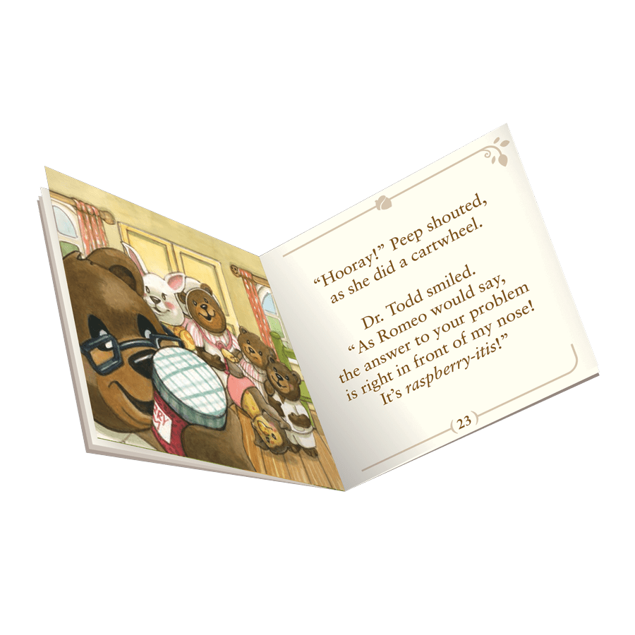 Miniature bear figurine set with storybook