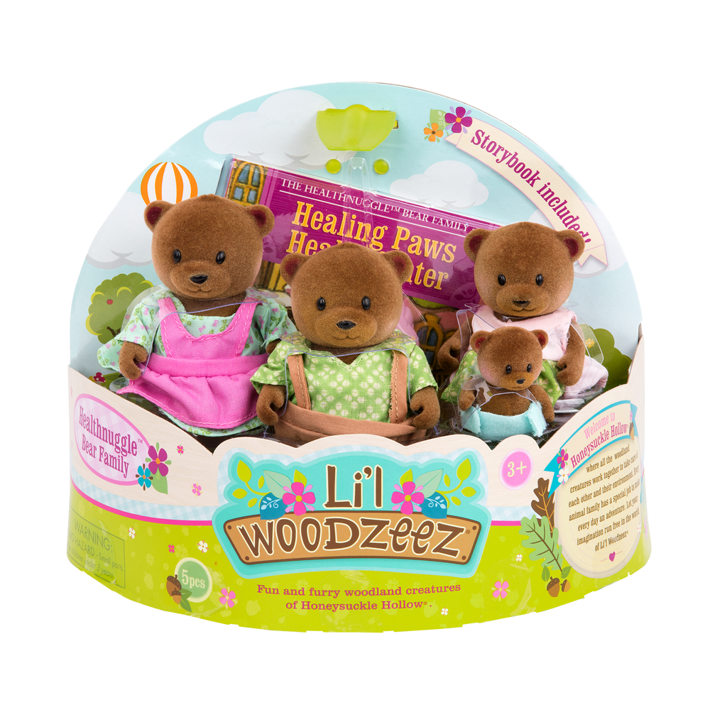 Miniature bear figurine set with storybook