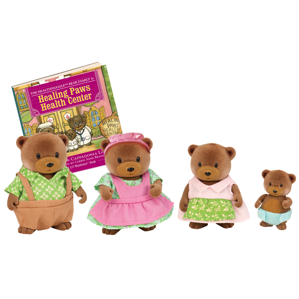 Miniature bear figurine set with storybook