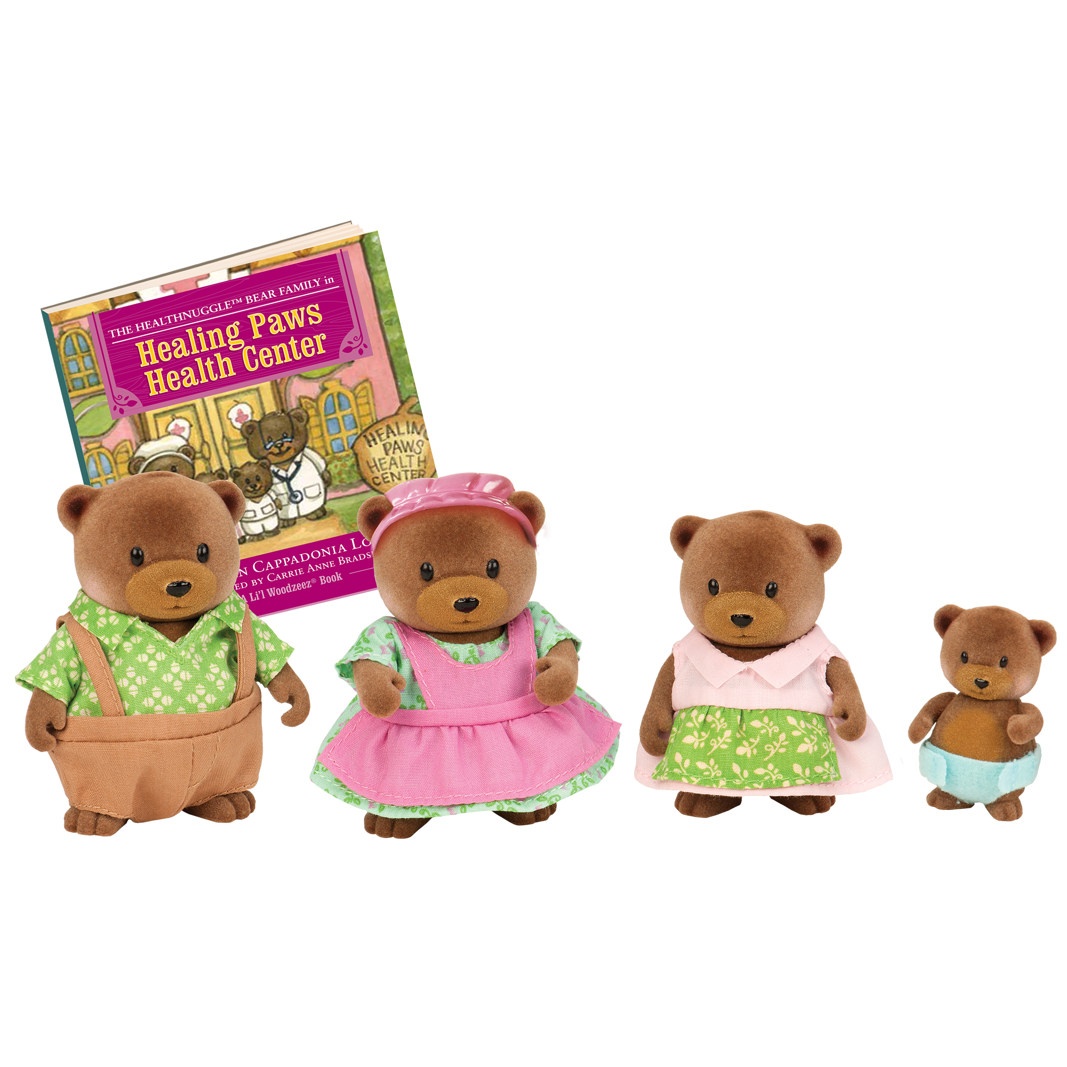 Miniature bear figurine set with storybook