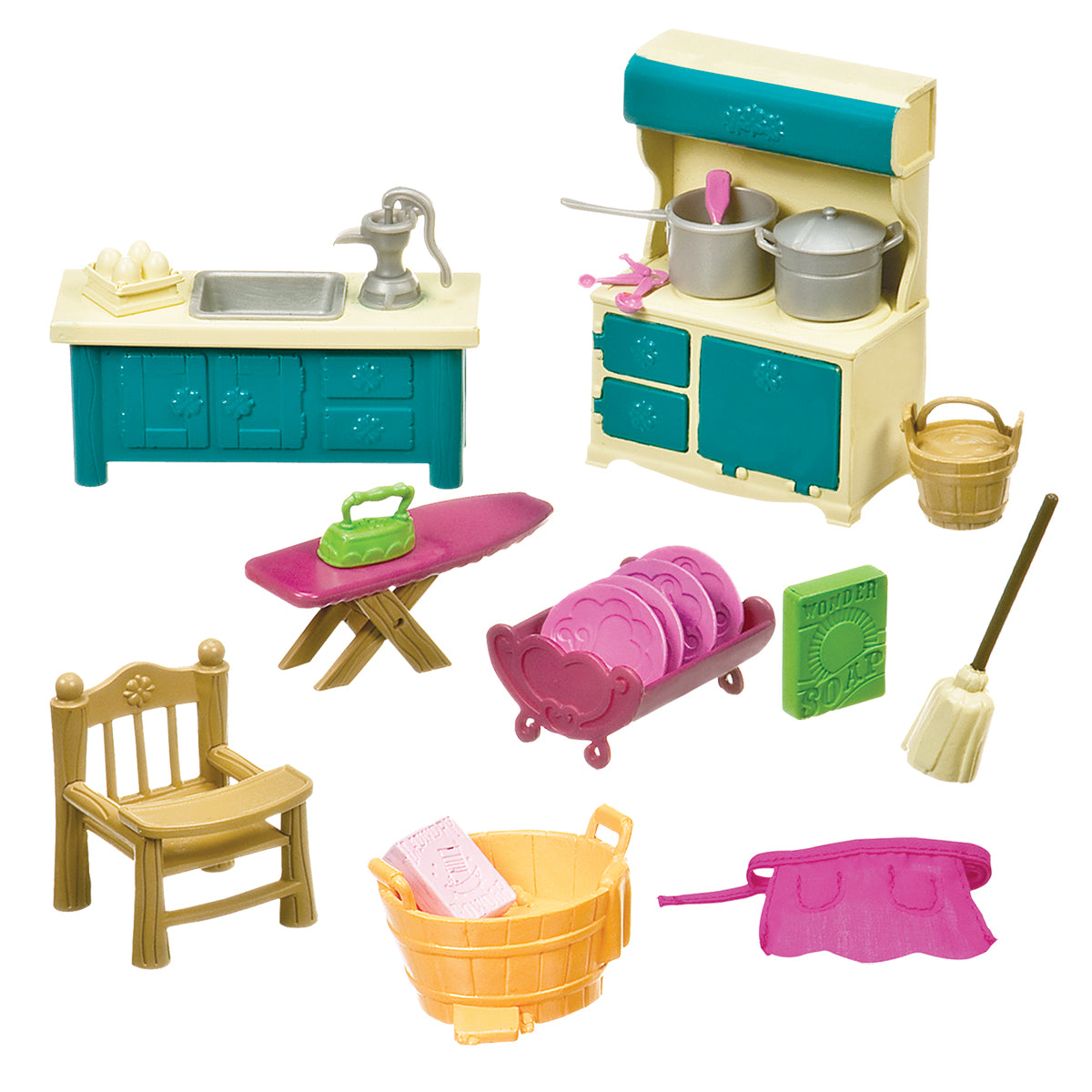 Kitchenette and housekeeping playset