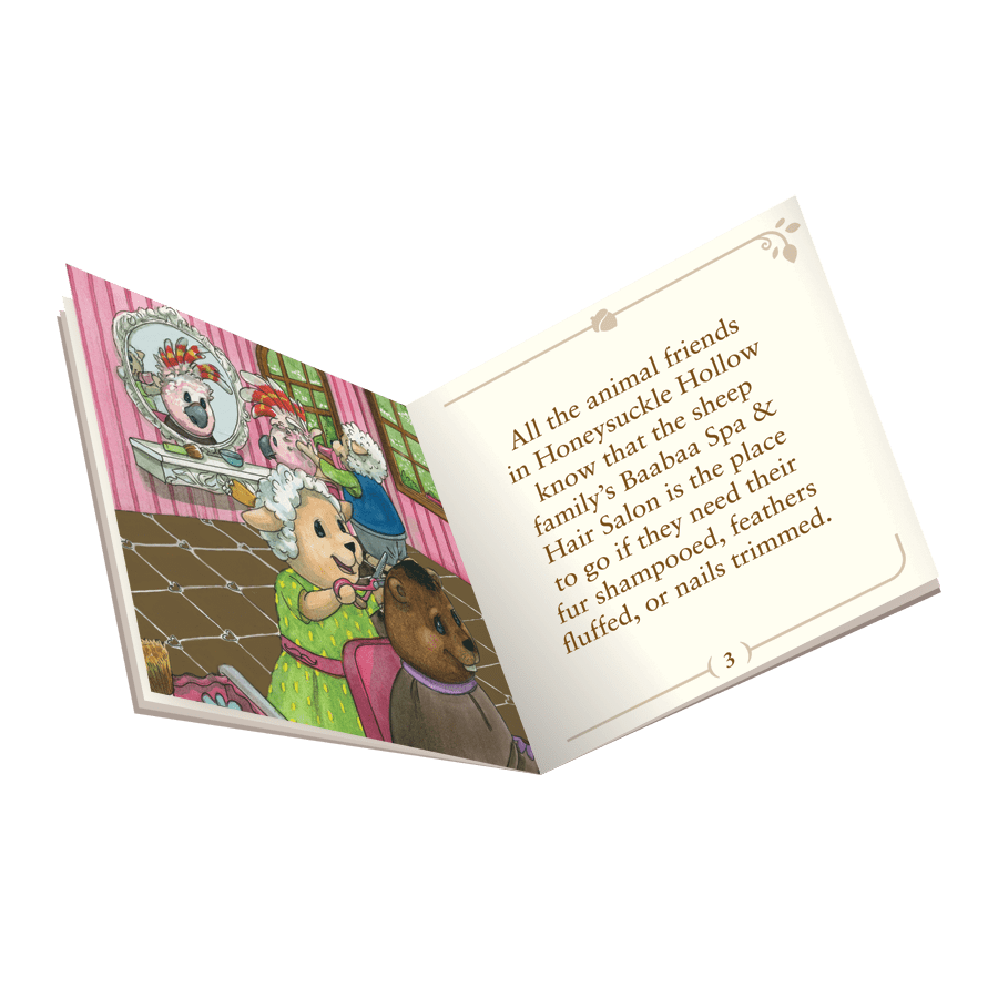 Miniature sheep figurine set with storybook