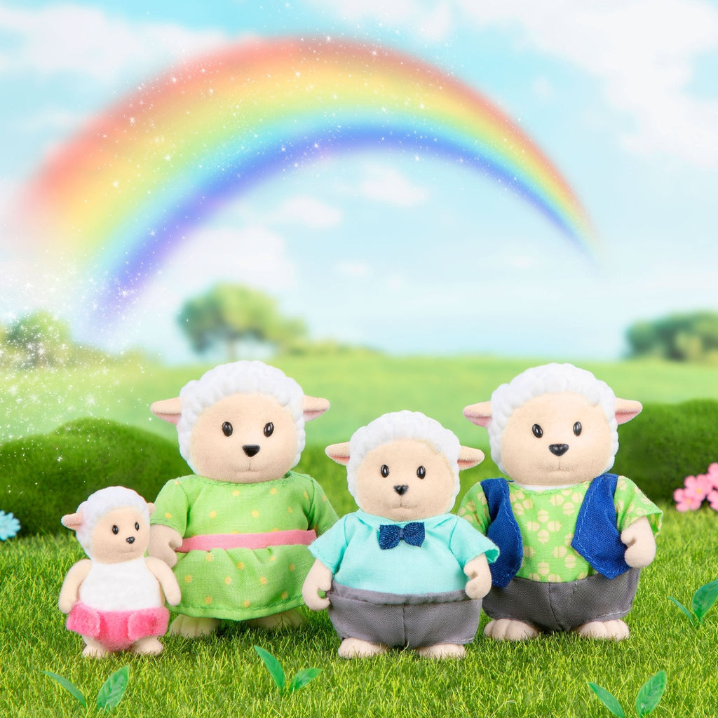 Miniature sheep figurine set with storybook