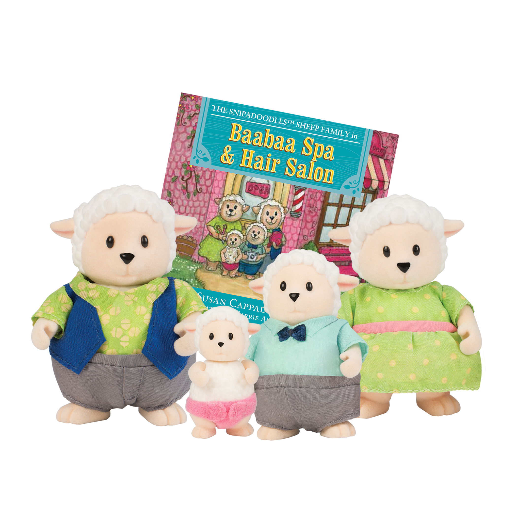 Miniature sheep figurine set with storybook