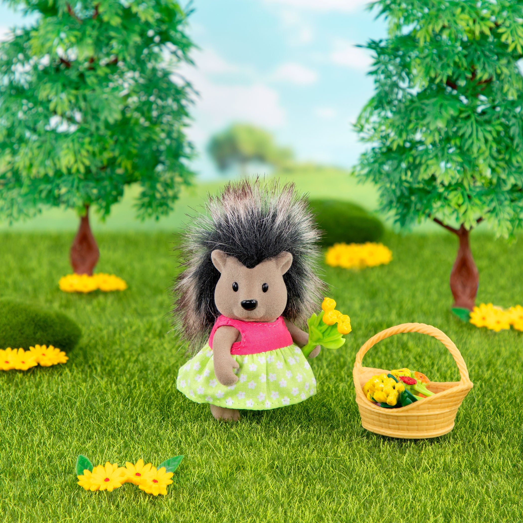 Miniature porcupine figurine set with storybook