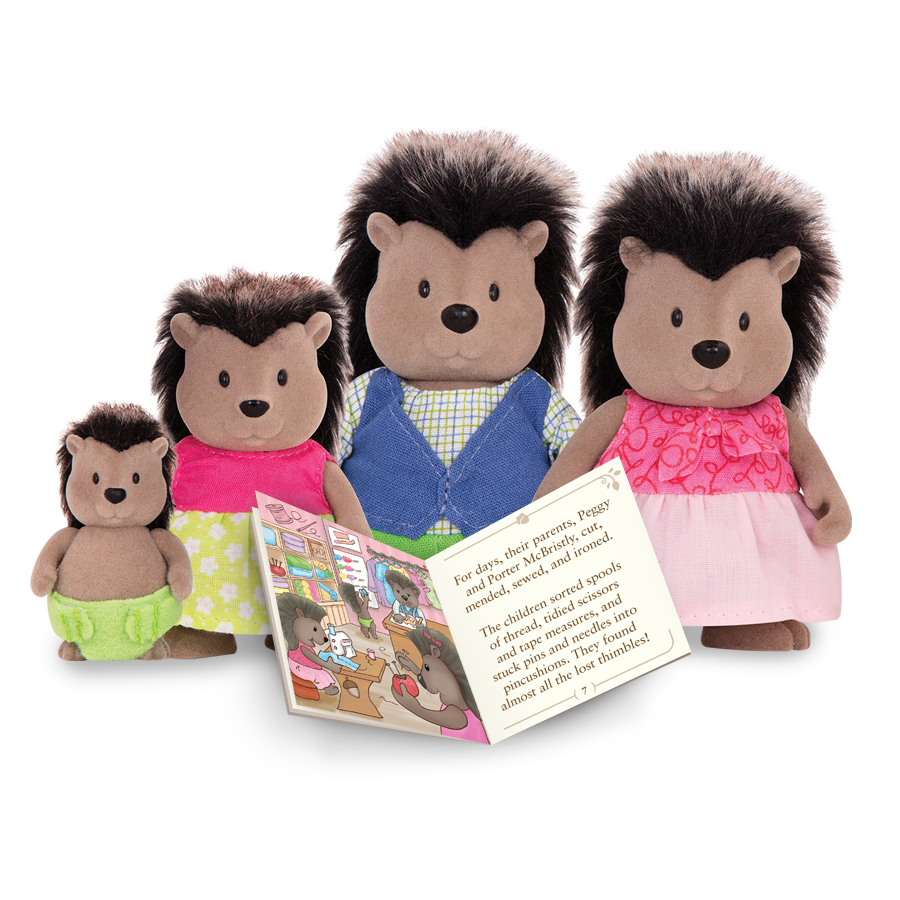 Miniature porcupine figurine set with storybook