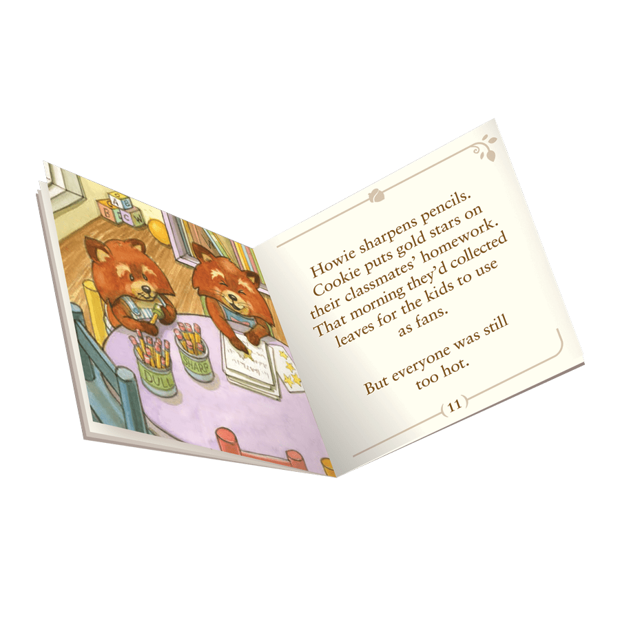 Miniature fox figurine set with storybook