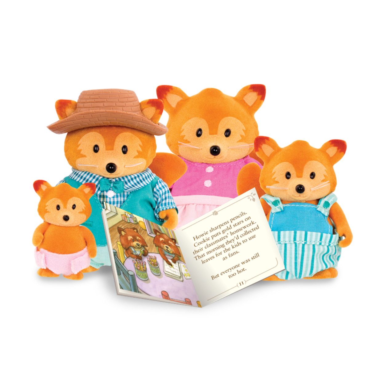 Miniature fox figurine set with storybook