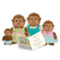 Miniature monkey figurine set with storybook