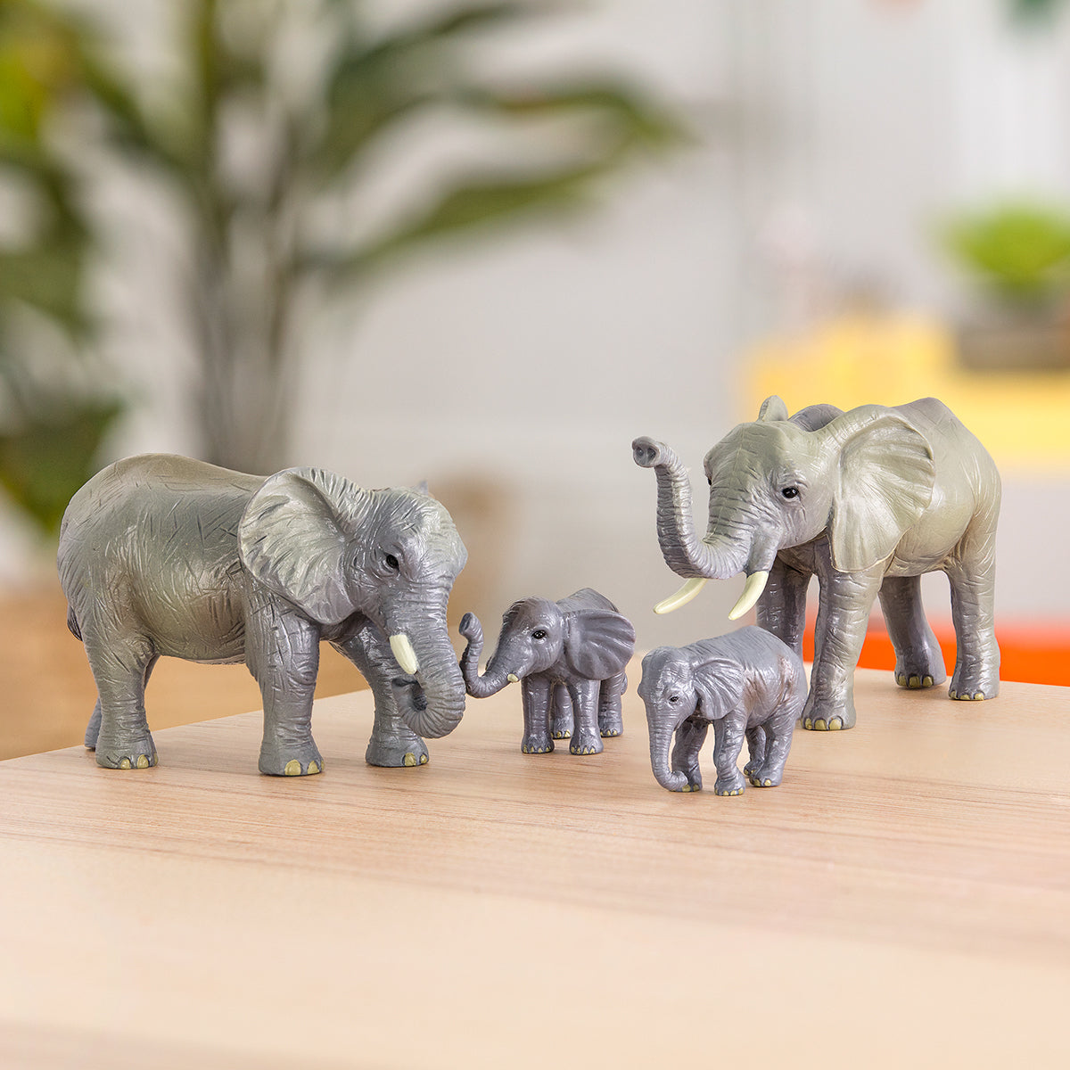 Toy African elephant figurines