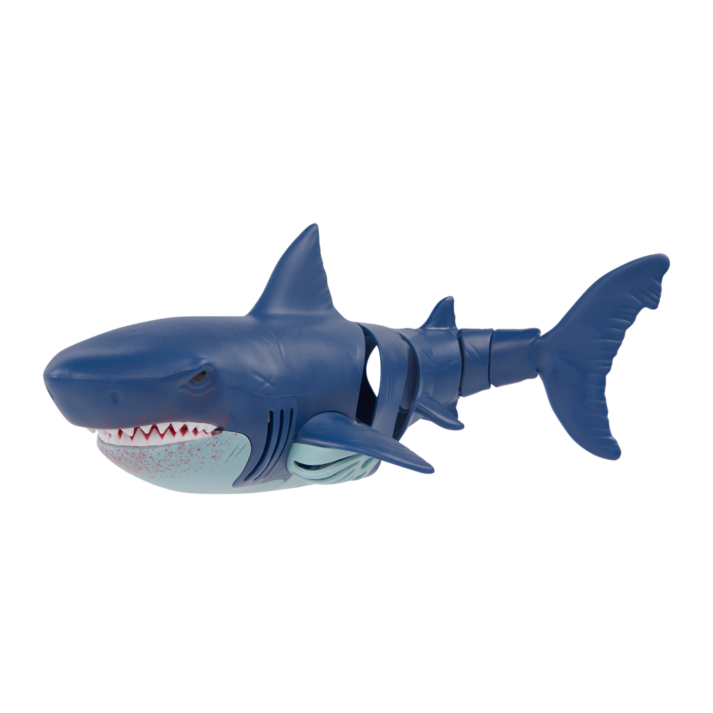 Underside of remote control shark toy