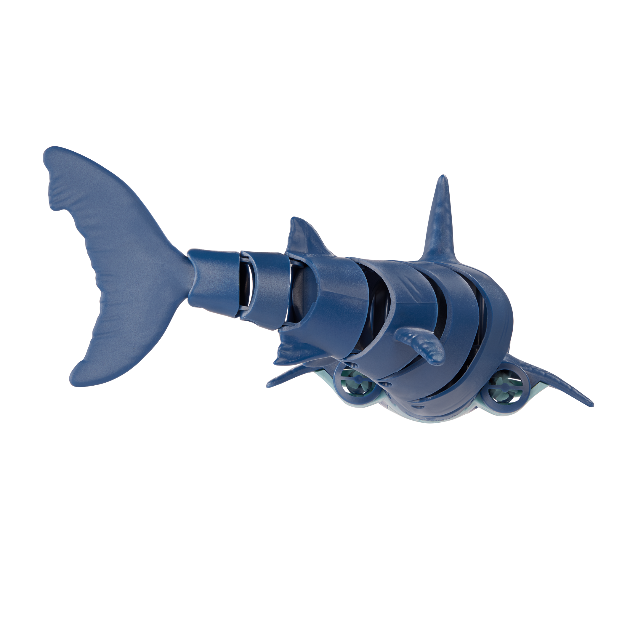 Underside of remote control shark toy