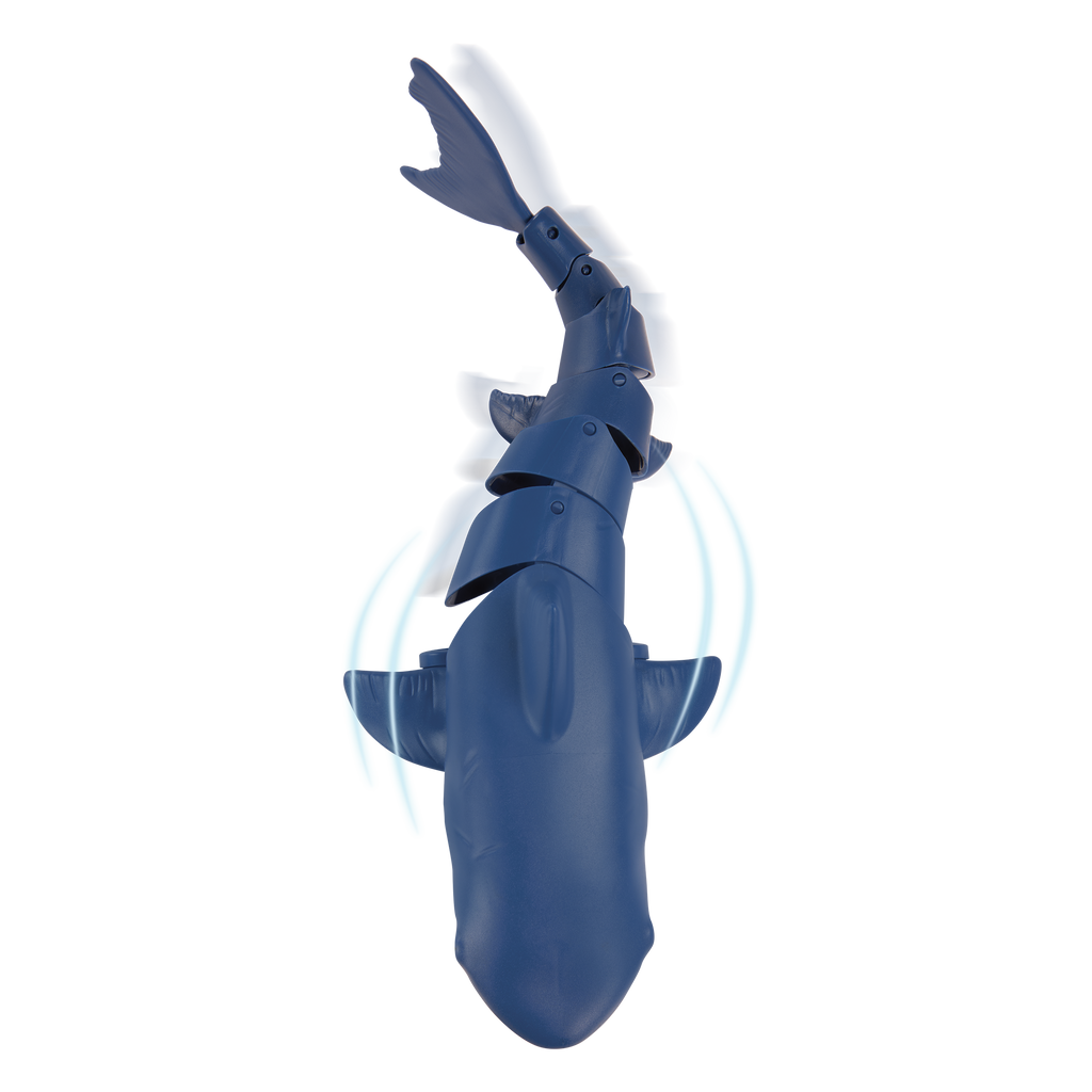 Underside of remote control shark toy