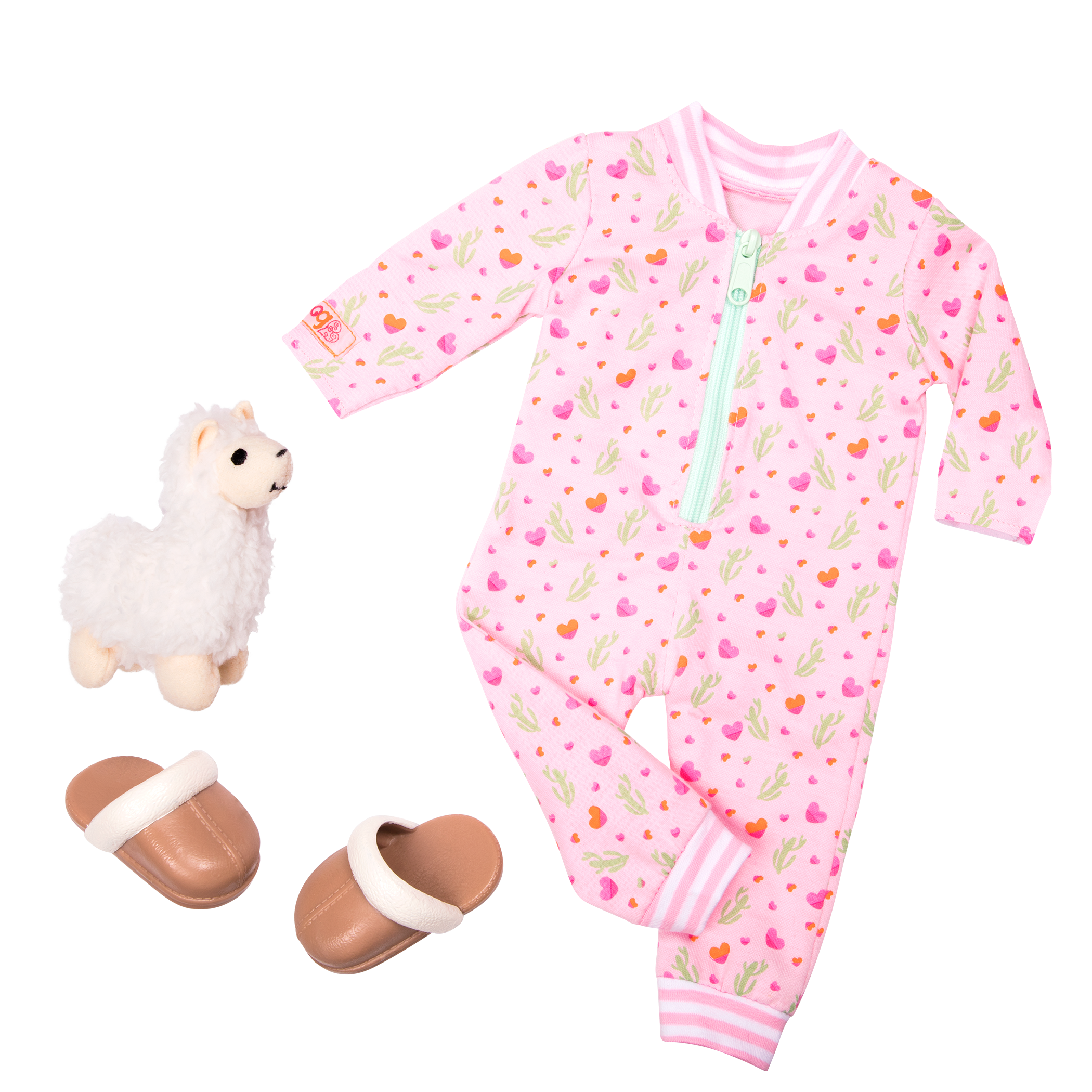 Pajamas and llama plushie for 18-inch doll