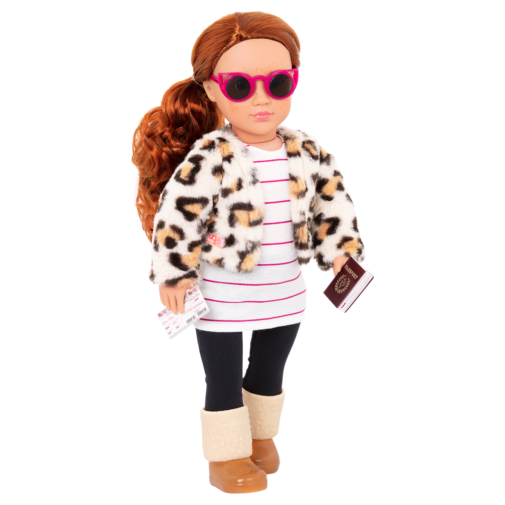 Travel outfit and accessories for 18-inch doll
