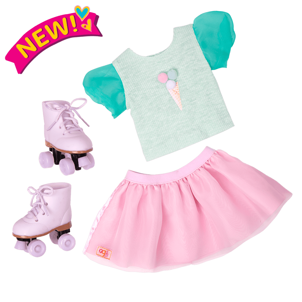 Scoopalicious Ice Cream Outfit Roller Skates for 18-inch Dolls