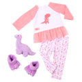 Dream Bright Sleep Tight Dinosaur Pajama for 18-inch Dolls