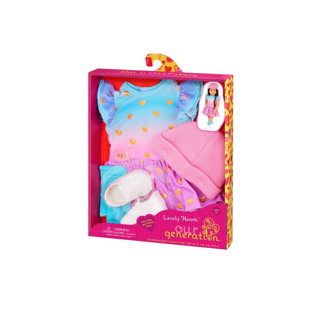 Our Generation Lovely Hearts Dress Outfit for 18-inch Dolls