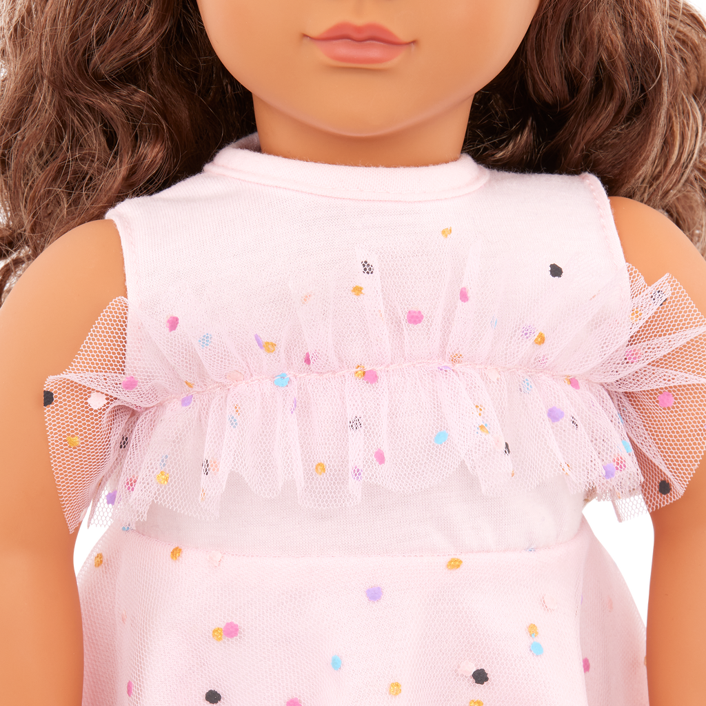 Our Generation Pink & Colorful Outfit for 18" Doll including dress, boots and headband