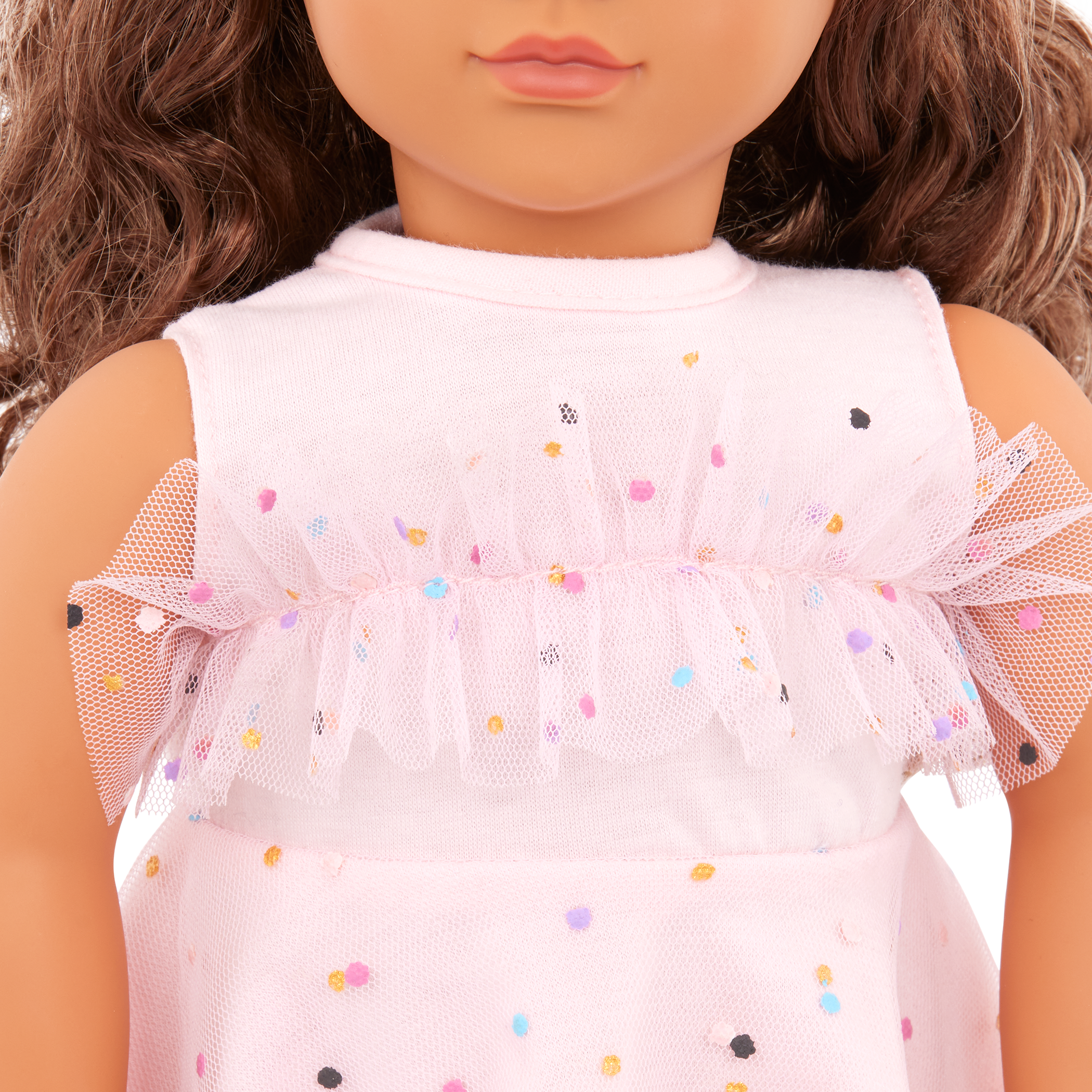 Our Generation Pink & Colorful Outfit for 18" Doll including dress, boots and headband