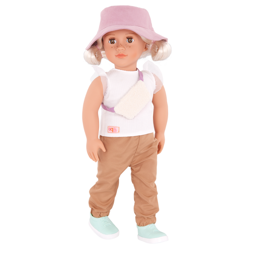 Our Generation 18-inch Doll Roam Outfit including pants, top, hat, shoes and bag