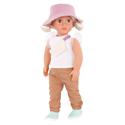 Our Generation 18-inch Doll Roam Outfit including pants, top, hat, shoes and bag