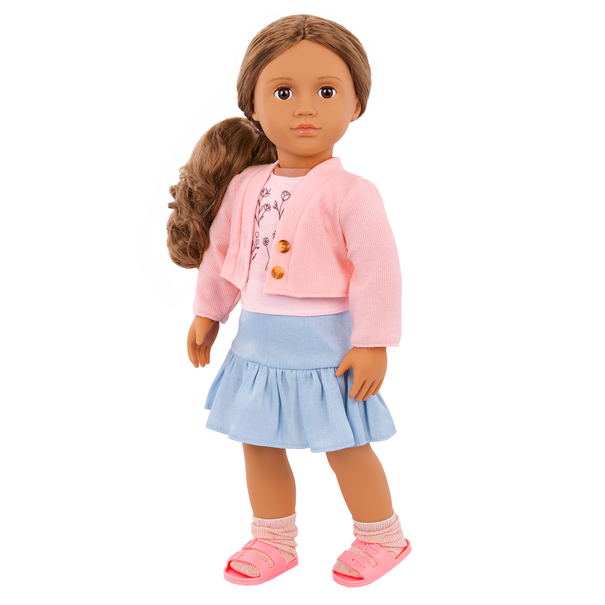 Our Generation Country Charm Outfit for an 18-inch Dolls including a top, skirt, socks and sandals
