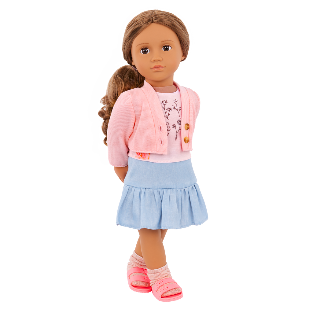 Our Generation Country Charm Outfit for an 18-inch Dolls including a top, skirt, socks and sandals