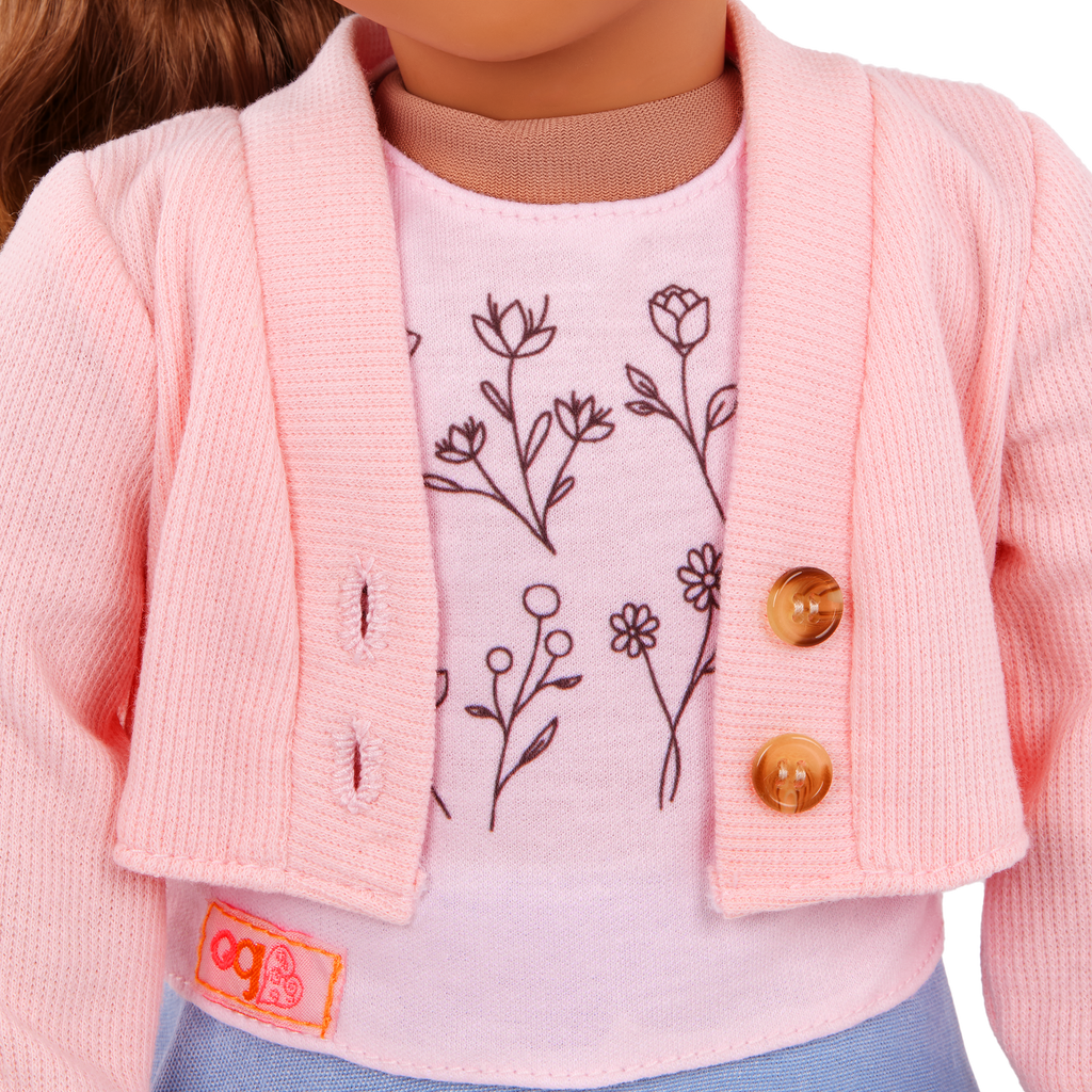 Our Generation Country Charm Outfit for an 18-inch Dolls including a top, skirt, socks and sandals