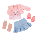 Our Generation Country Charm Outfit for an 18-inch Dolls including a top, skirt, socks and sandals