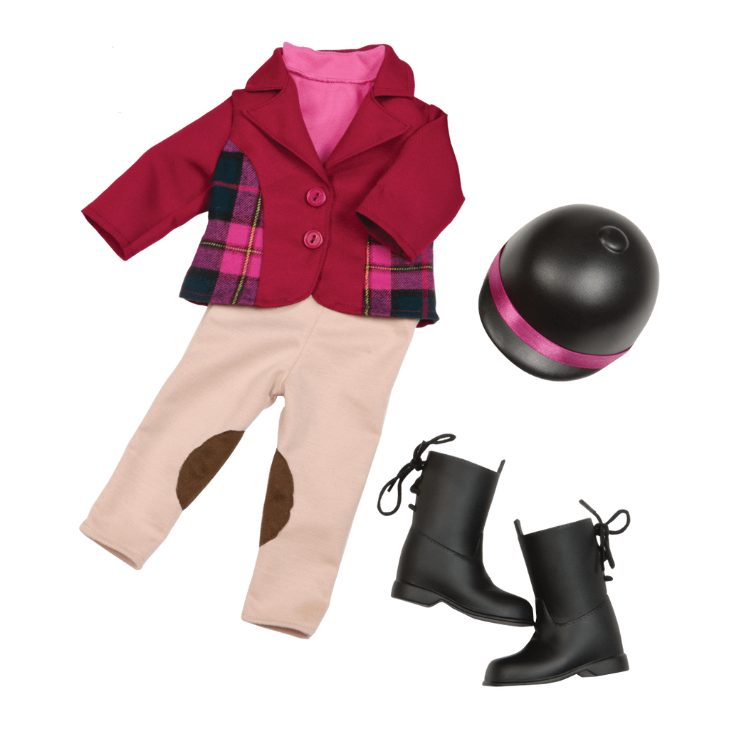 18-inch equestrian doll with blonde hair, blue eyes, lemonade accessories and storybook